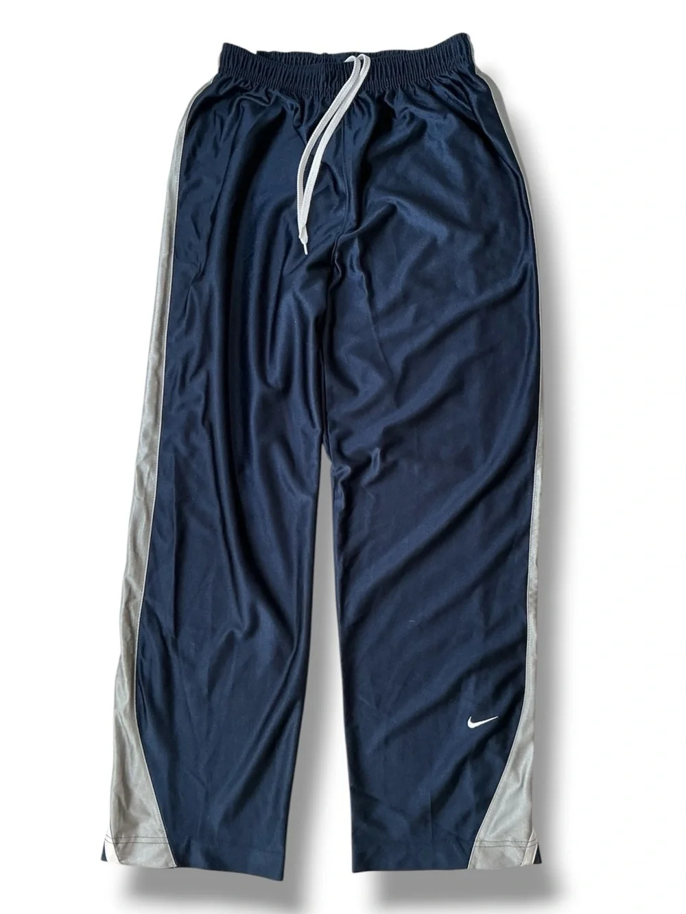 Nike Track Pants Drawstring Elasticized Waist Zip Leg Hem Navy Blue Youth Large